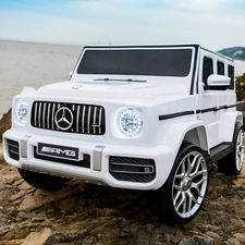 Детский электромобиль джип M 6236EBLR-1 белый Mercedes с кожаным сиденьем